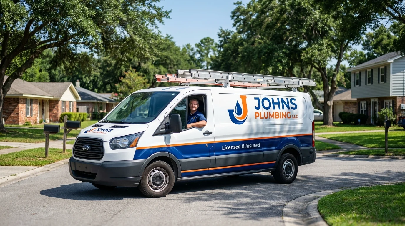 Johns Plumbing LLC service van in Boynton Beach, FL