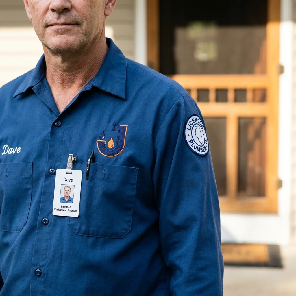 Licensed plumber showing ID badge in Boynton Beach, FL