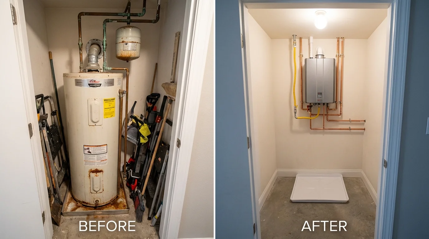 Tank water heater versus wall-mounted tankless unit comparison for Boynton Beach, FL homeowners